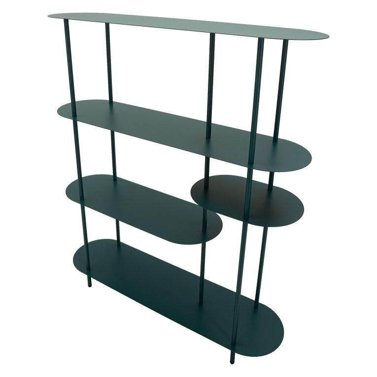 Libreria Verde Ottanio 5 Ripiani Installazione a Terra 11x40x132h cm, Utilizzabile Come Divisorio Locale - Gana