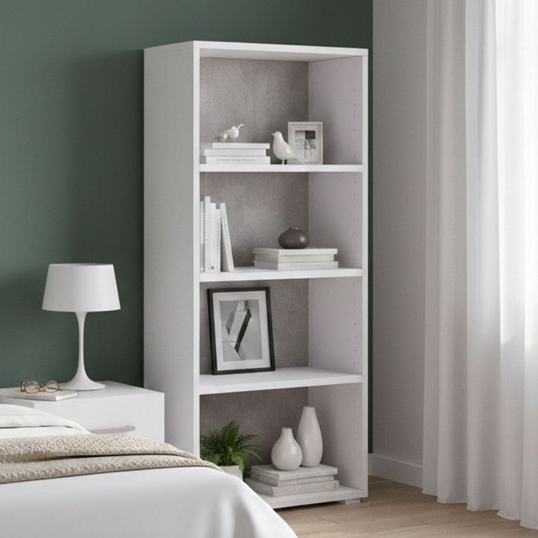 Libreria verticale bianca e cemento 60x130h cm - Aky