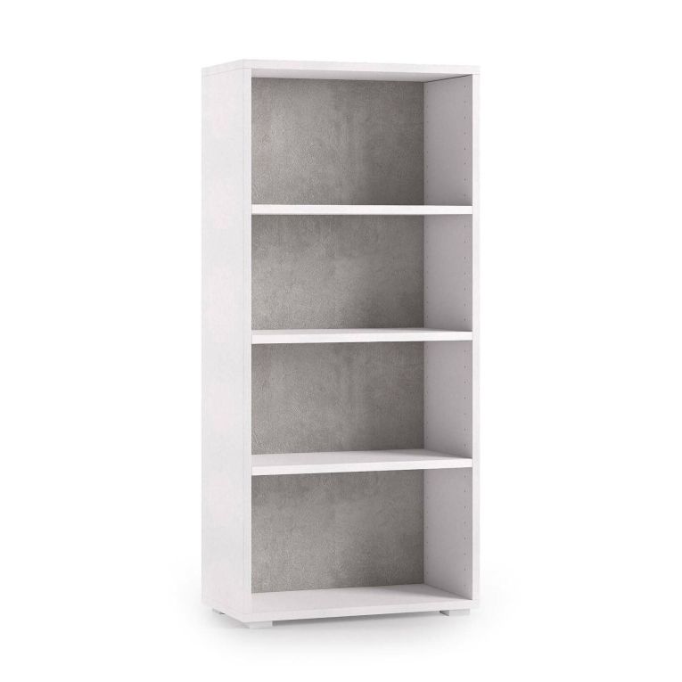 Libreria verticale bianca e cemento 60x130h cm - Aky
