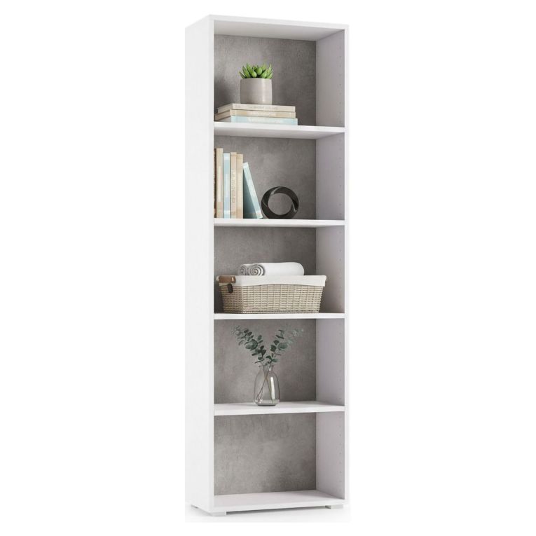 Libreria verticale bianca e cemento 60x195h cm - Allevien