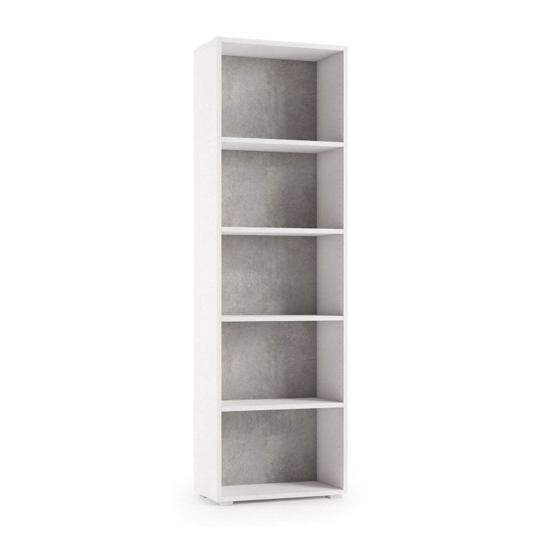 Libreria verticale bianca e cemento 60x195h cm - Allevien