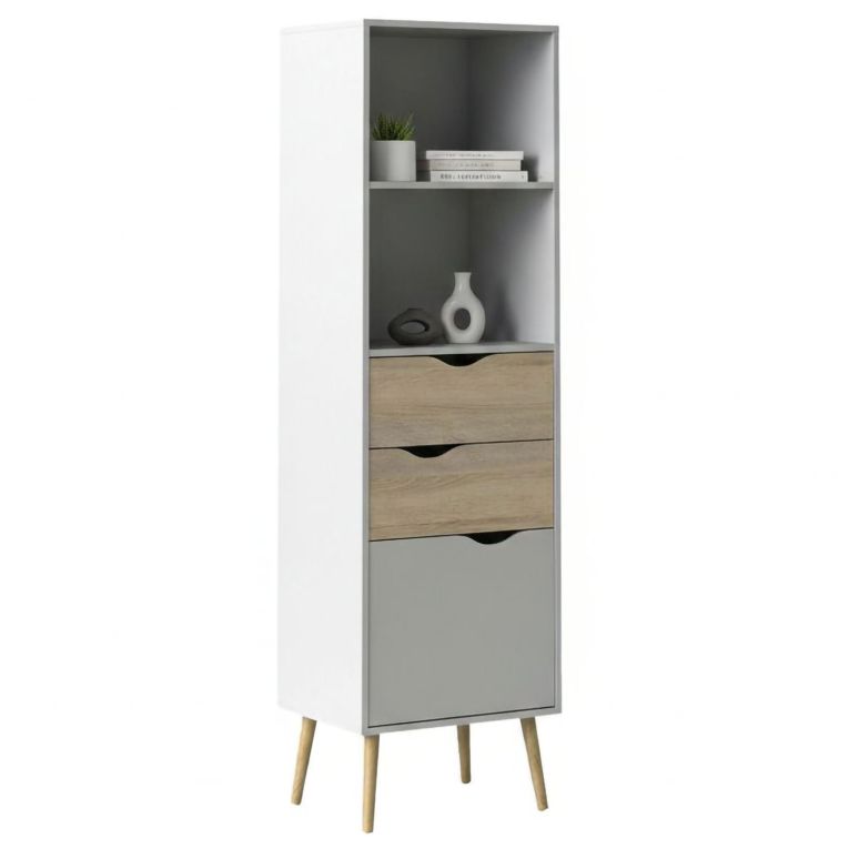Libreria verticale bianca e quercia 50x171h cm - Assesor