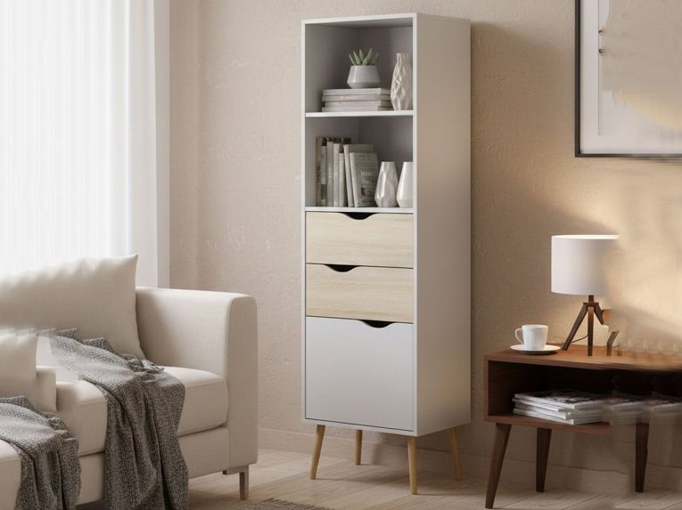 Libreria verticale bianca e quercia 50x171h cm - Assesor
