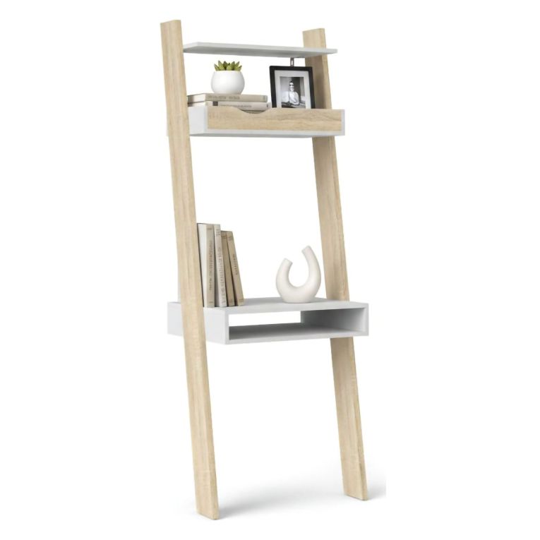 Libreria verticale bianca e quercia 65x180h cm - Aviv