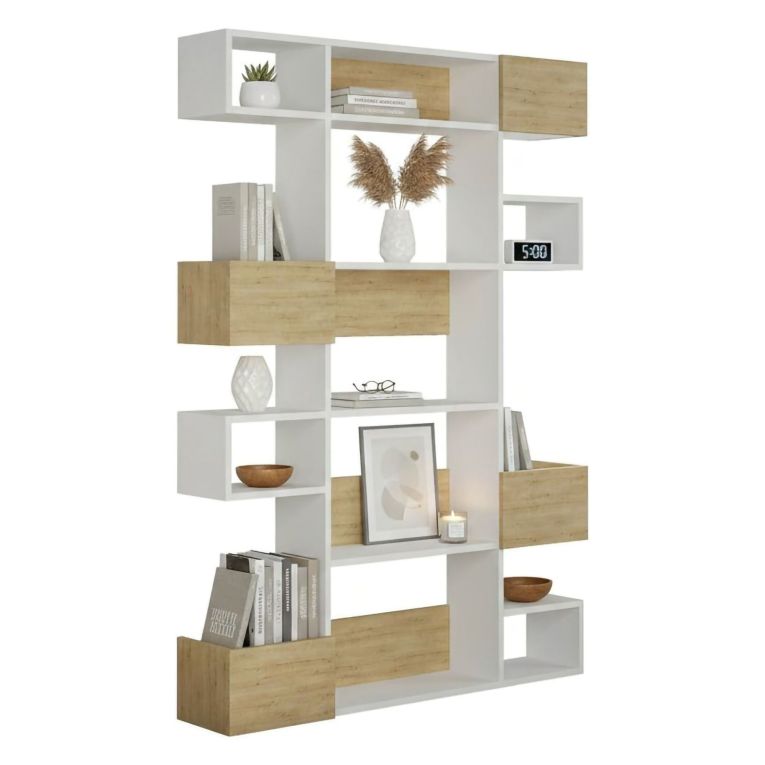 Libreria verticale bianca e rovere 120x171h cm - Artich