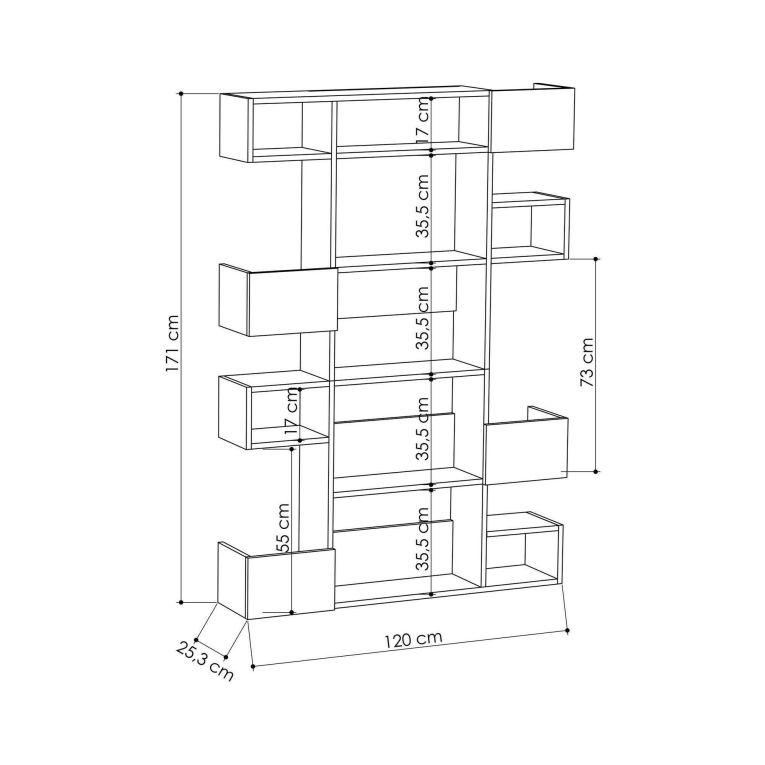 Libreria verticale bianca e rovere 120x171h cm - Artich