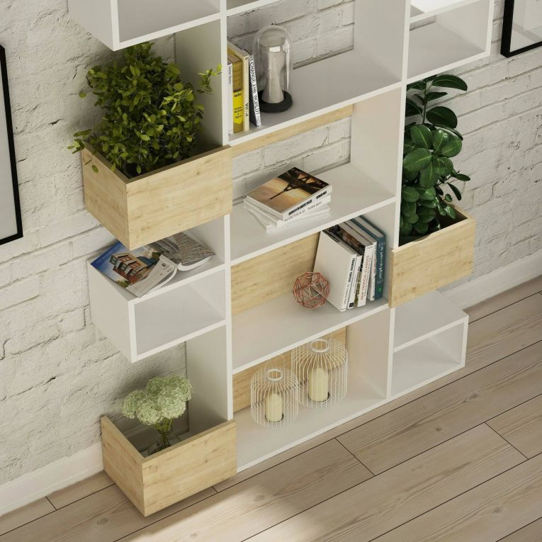 Libreria verticale bianca e rovere 120x171h cm - Artich