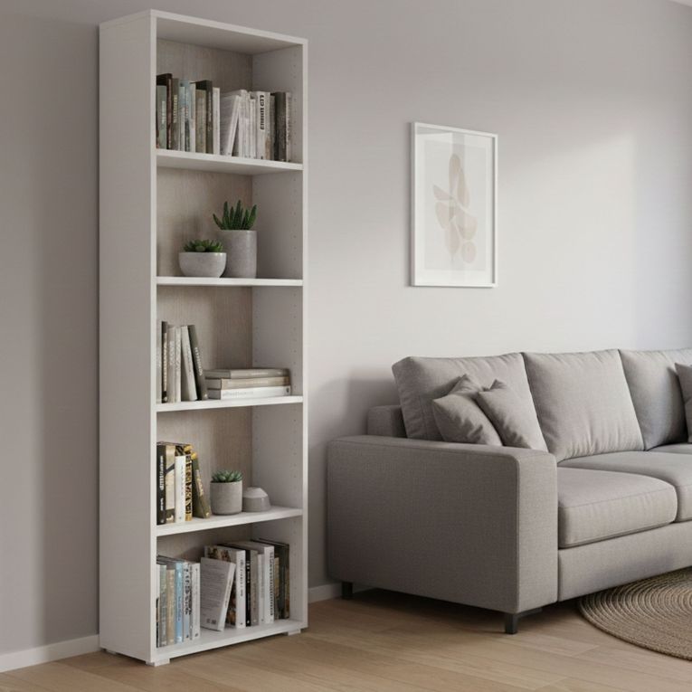 Libreria verticale bianca e rovere 60x195h cm - Allevien