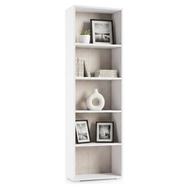Libreria verticale bianca e rovere 60x195h cm - Allevien