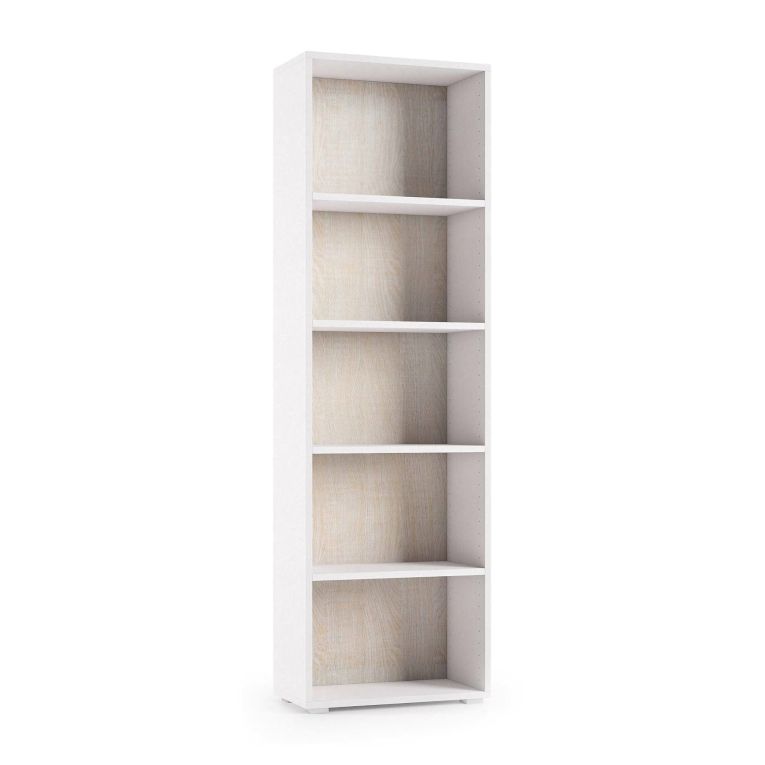 Libreria verticale bianca e rovere 60x195h cm - Allevien
