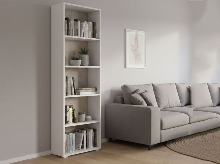Libreria verticale bianca e rovere 60x195h cm - Allevien