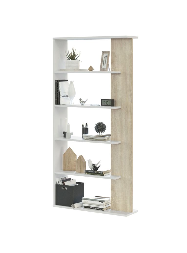 Libreria verticale bianca e rovere 90x180h cm - Eolo