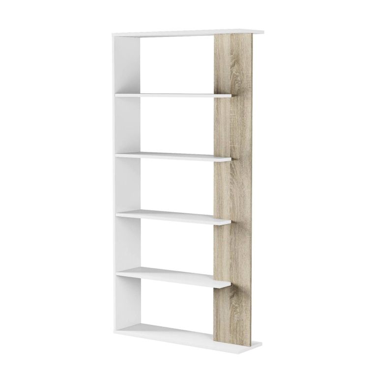 Libreria verticale bianca e rovere 90x180h cm - Eolo