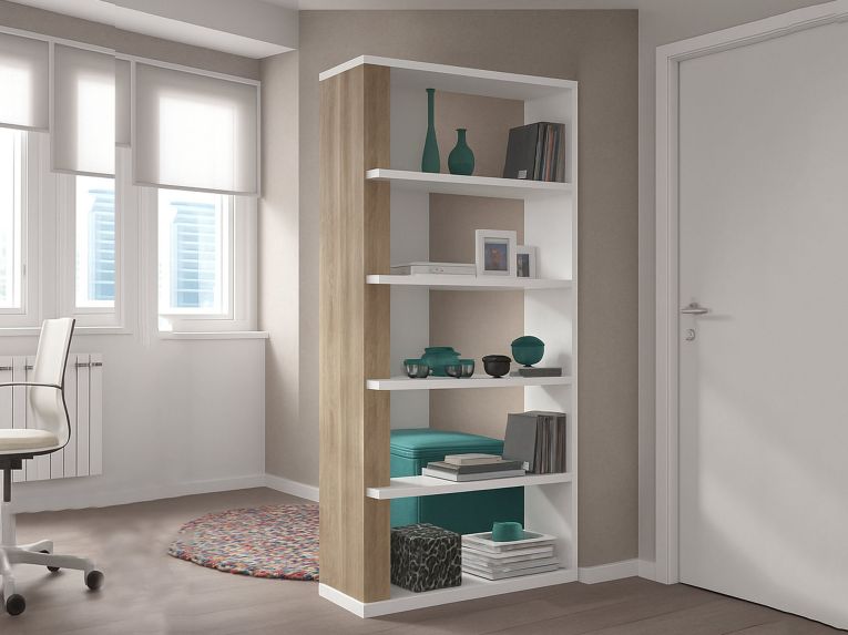 Libreria verticale bianca e rovere 90x180h cm - Eolo