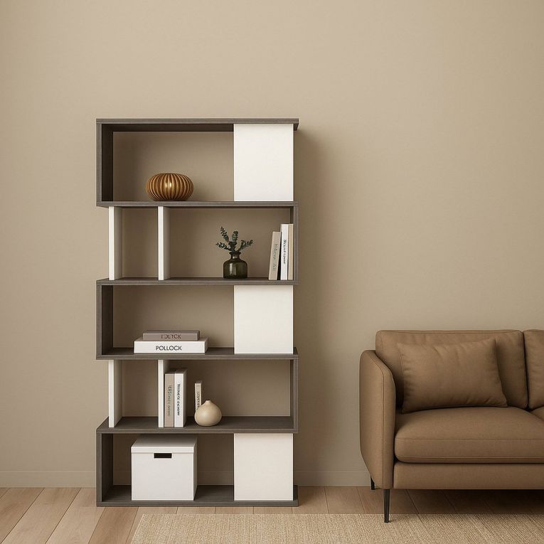 Libreria verticale cemento e bianca 80x173h cm - Arg
