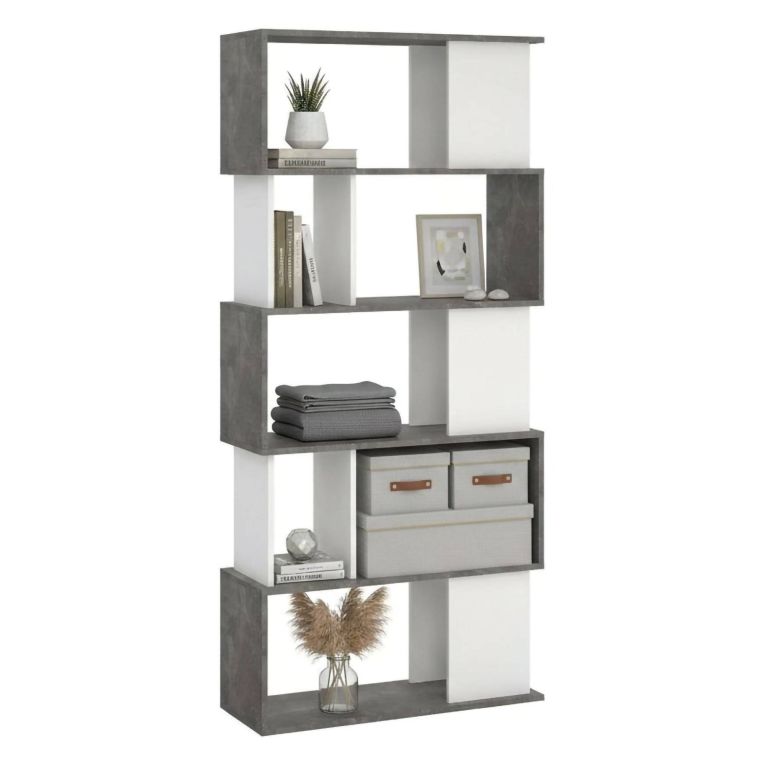 Libreria verticale cemento e bianca 80x173h cm - Arg