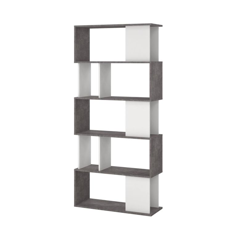 Libreria verticale cemento e bianca 80x173h cm - Arg