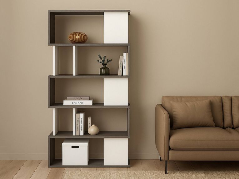 Libreria verticale cemento e bianca 80x173h cm - Arg