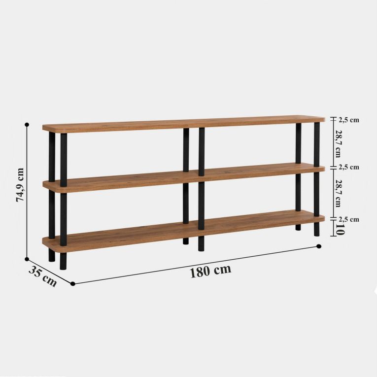 Libreria verticale nera e quercia 180x74h cm - Thuja