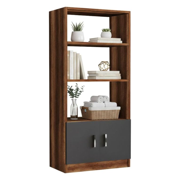 Libreria verticale noce e antracite 63x140h cm - Patty
