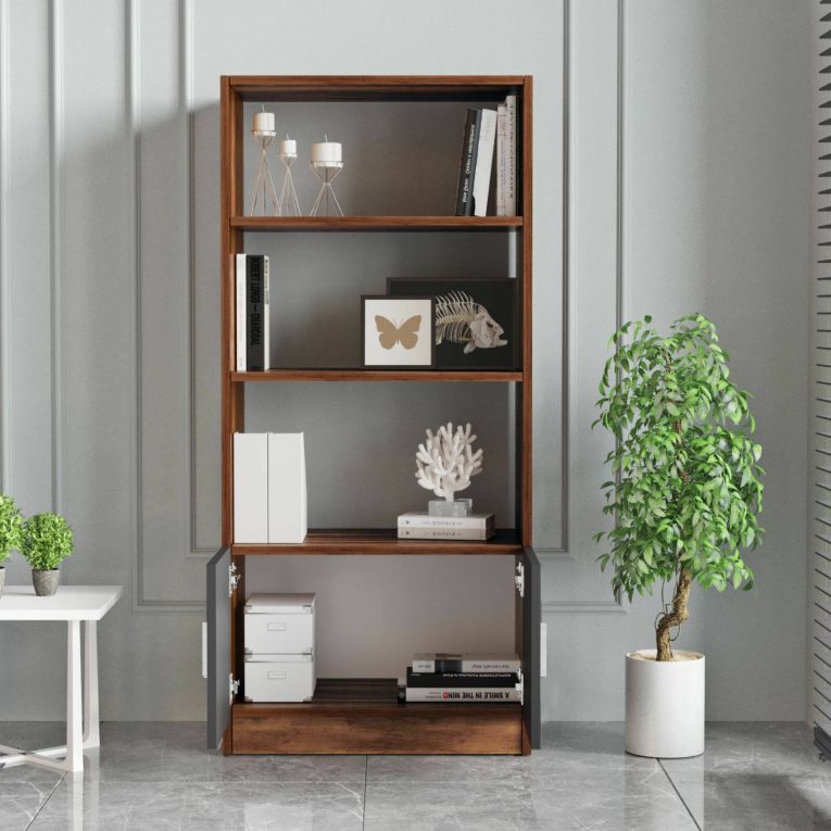 Libreria verticale noce e antracite 63x140h cm - Patty