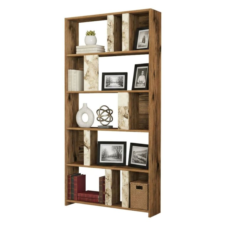 Libreria verticale noce e bianca marmo 90x180h cm - Scapolita