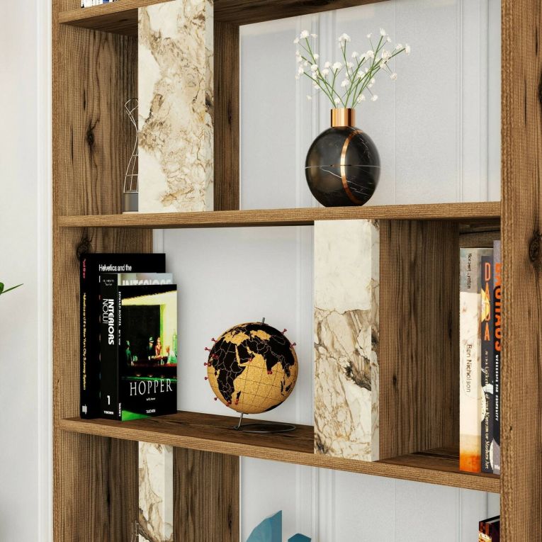 Libreria verticale noce e bianca marmo 90x180h cm - Scapolita