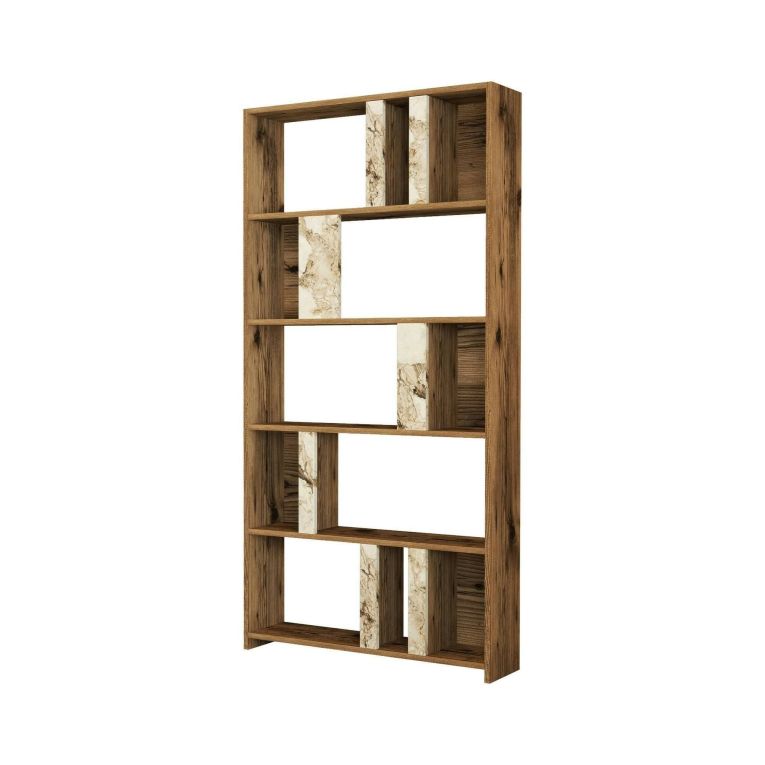 Libreria verticale noce e bianca marmo 90x180h cm - Scapolita