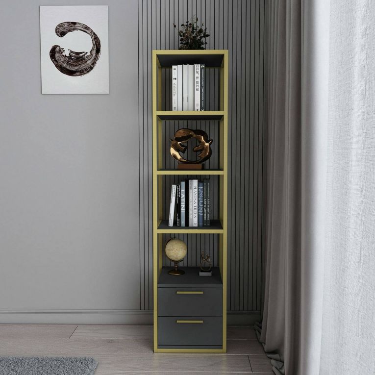 Libreria verticale oro e antracite 39x169h cm - Arsim