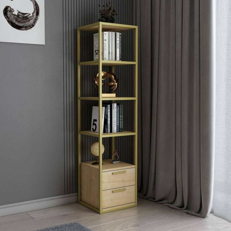 Libreria verticale oro e quercia 39x169h cm - Arsim