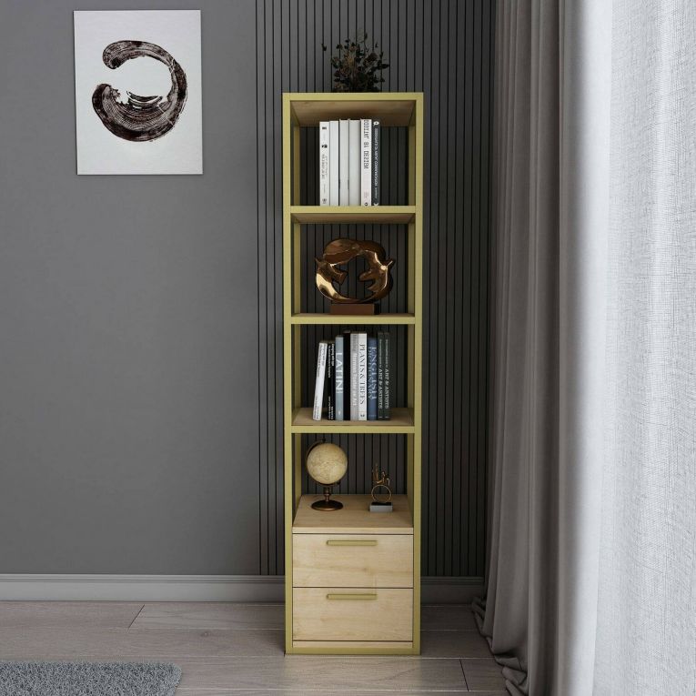 Libreria verticale oro e quercia 39x169h cm - Arsim