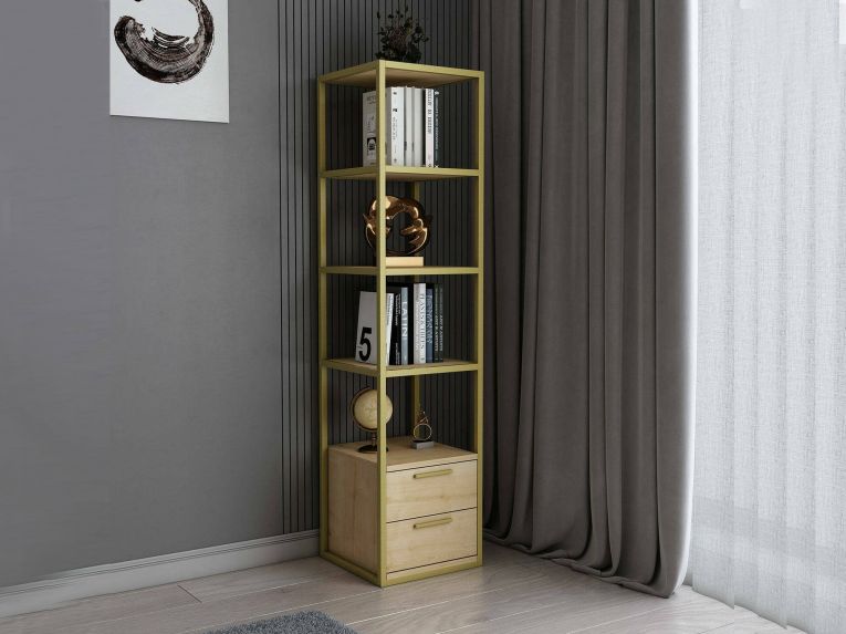 Libreria verticale oro e quercia 39x169h cm - Arsim