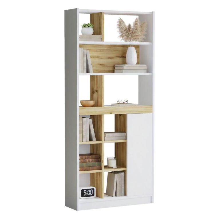 Libreria verticale quercia e bianca 75x170h cm - Gaston