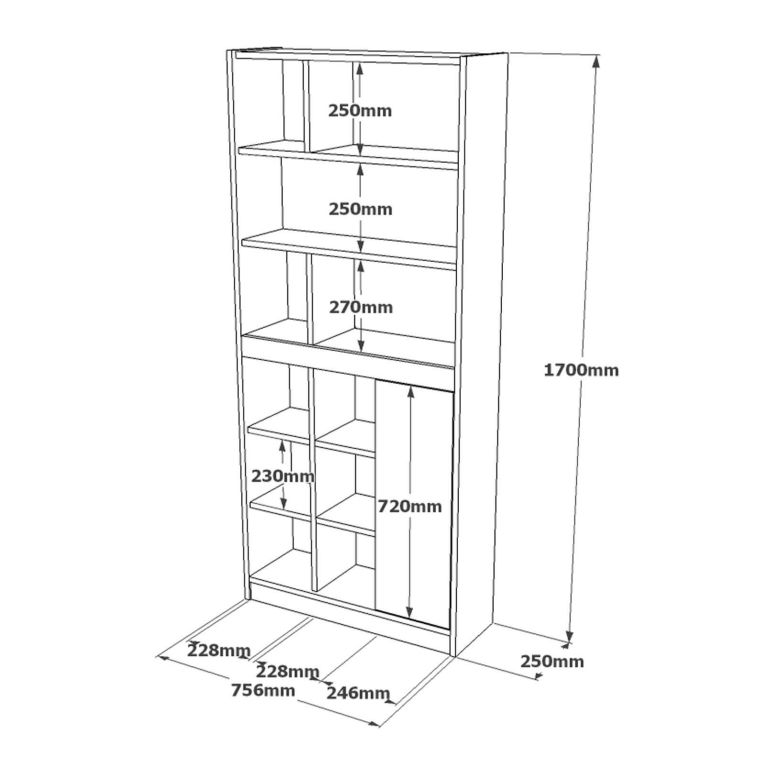 Libreria verticale quercia e bianca 75x170h cm - Gaston