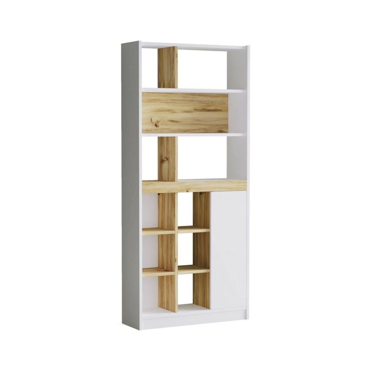 Libreria verticale quercia e bianca 75x170h cm - Gaston