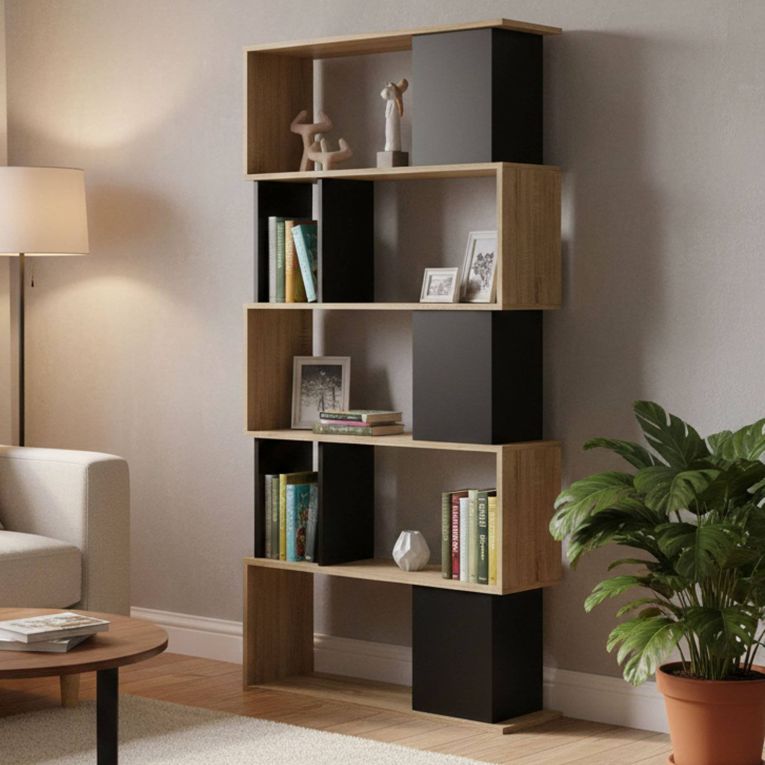 Libreria verticale quercia e nera 80x173h cm - Arg