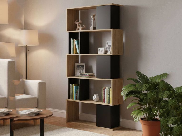 Libreria verticale quercia e nera 80x173h cm - Arg