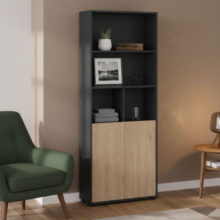 Libreria verticale rovere e grigia 79x204h cm - Arancio