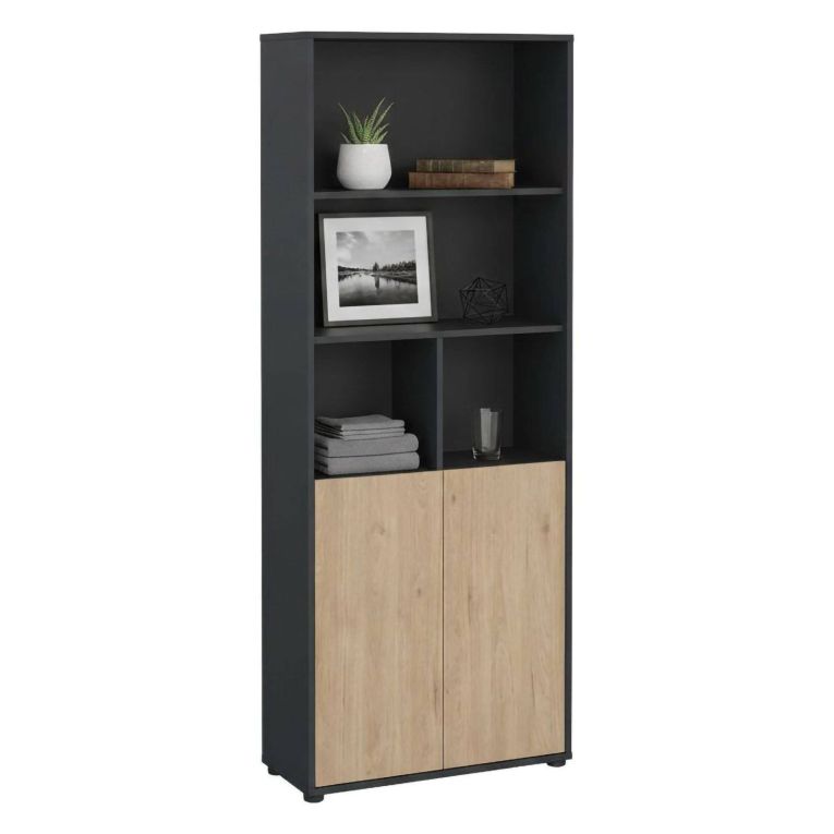 Libreria verticale rovere e grigia 79x204h cm - Arancio