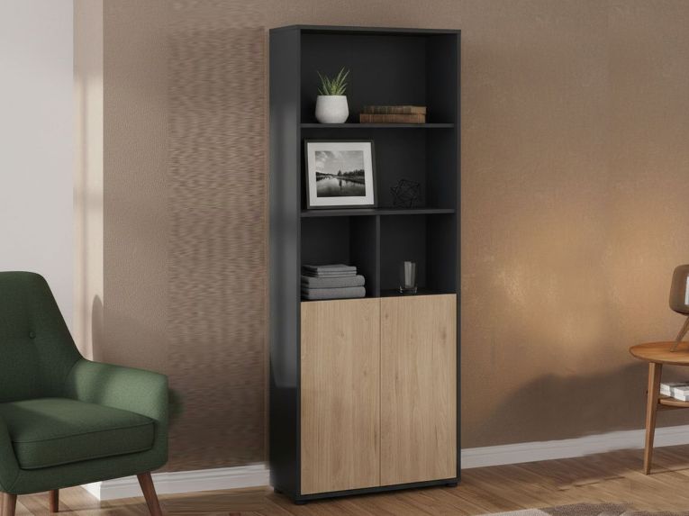 Libreria verticale rovere e grigia 79x204h cm - Arancio