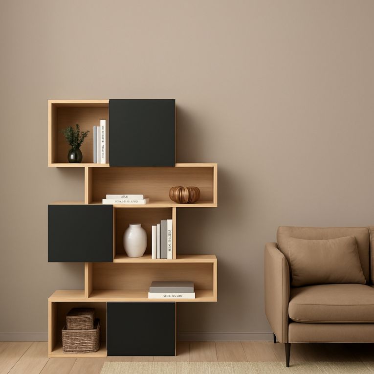 Libreria verticale rovere e nera 95x166h cm - Acetosella