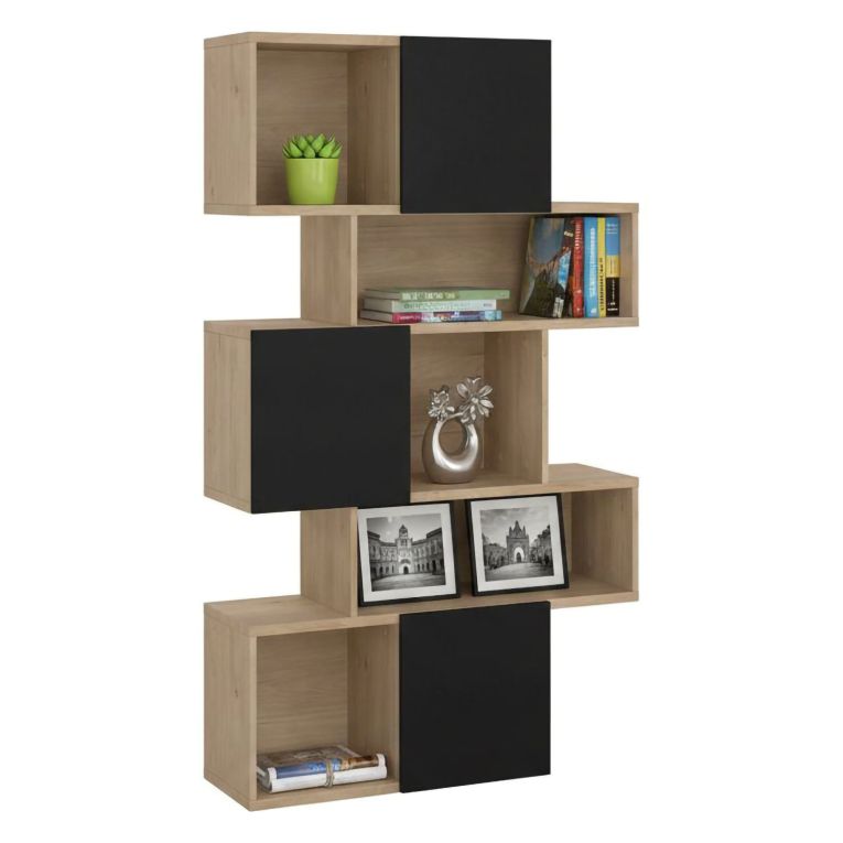 Libreria verticale rovere e nera 95x166h cm - Acetosella