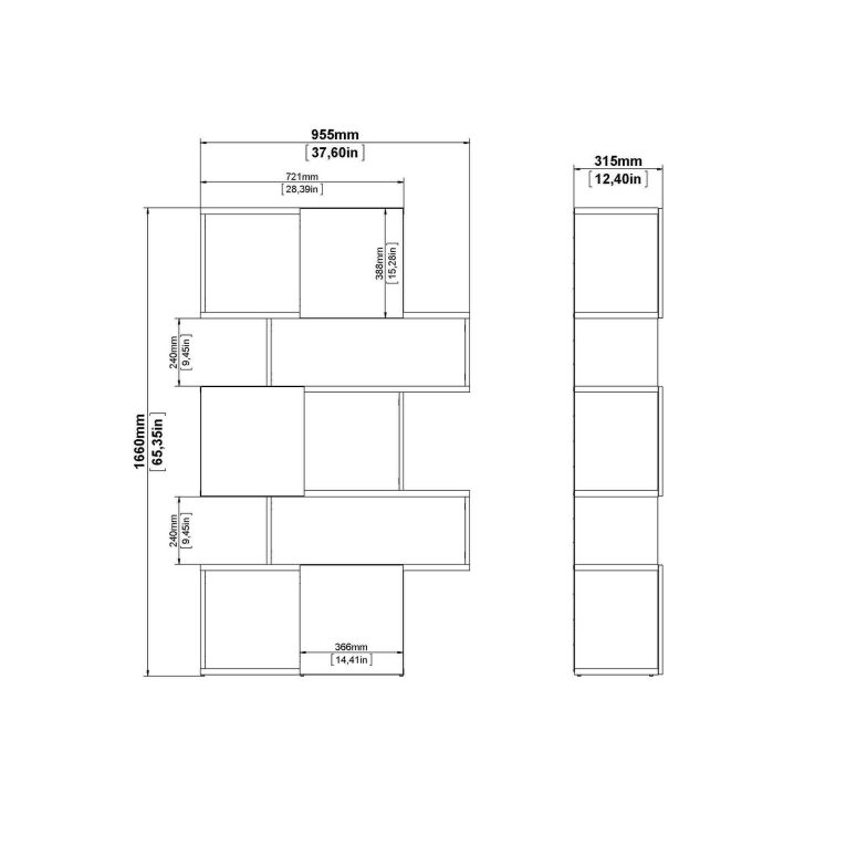 Libreria verticale rovere e nera 95x166h cm - Acetosella