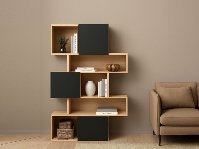 Libreria verticale rovere e nera 95x166h cm - Acetosella