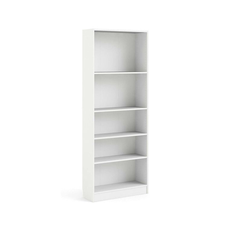 Libreria Zelie, Scaffale da ufficio, Mobile portalibri, Biblioteca, 79x27 h203 cm, Bianco