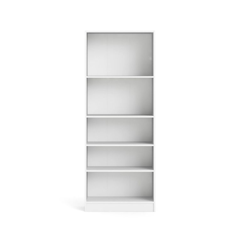 Libreria Zelie, Scaffale da ufficio, Mobile portalibri, Biblioteca, 79x27 h203 cm, Bianco