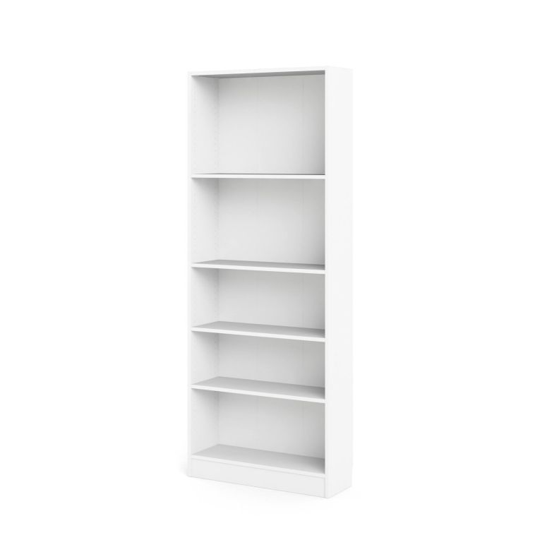 Libreria Zelie, Scaffale da ufficio, Mobile portalibri, Biblioteca, 79x27 h203 cm, Bianco