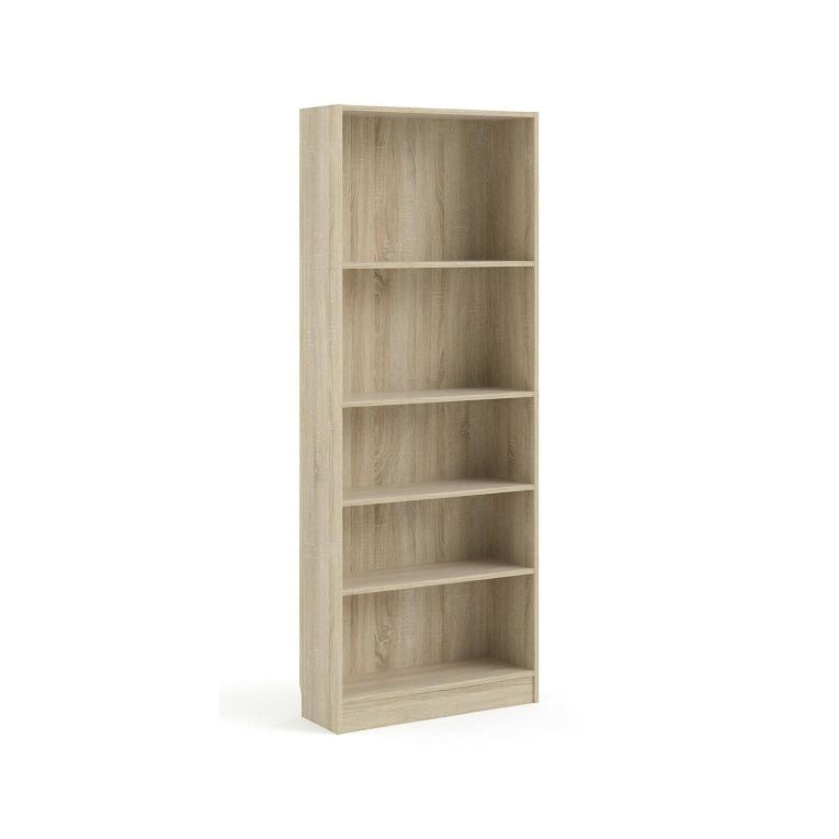 Libreria Zelie, Scaffale da ufficio, Mobile portalibri, Biblioteca, 79x27 h203 cm, Quercia