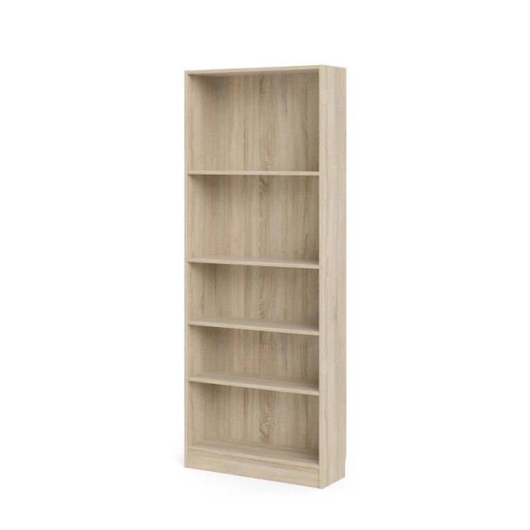 Libreria Zelie, Scaffale da ufficio, Mobile portalibri, Biblioteca, 79x27 h203 cm, Quercia