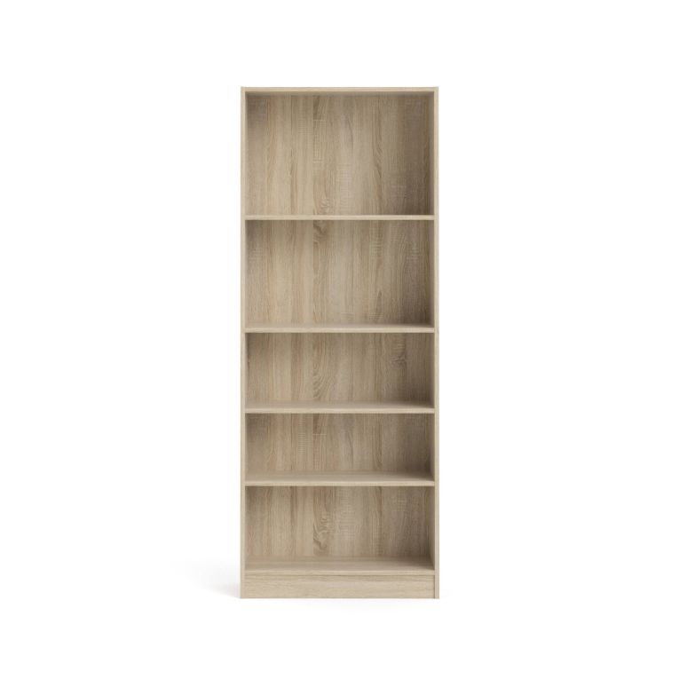 Libreria Zelie, Scaffale da ufficio, Mobile portalibri, Biblioteca, 79x27 h203 cm, Quercia